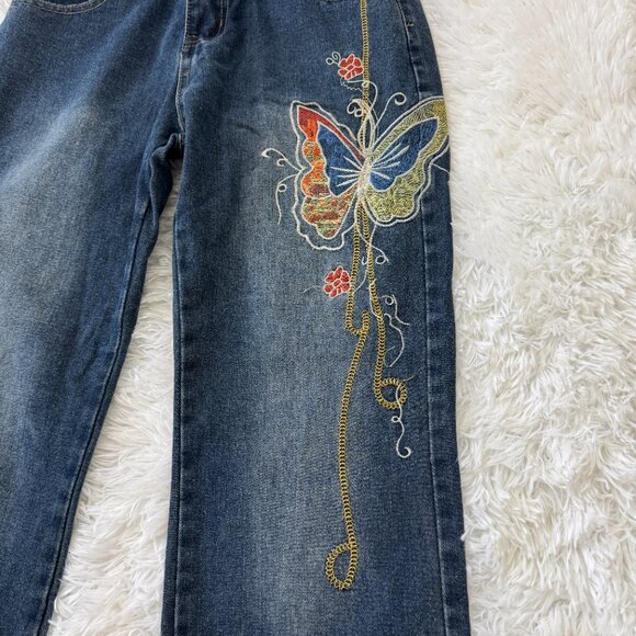 YESSTYLE Sosana Low Waist Butterfly Embroidered Bootcut Jeans Size M 26 in insea - Picture 2 of 13